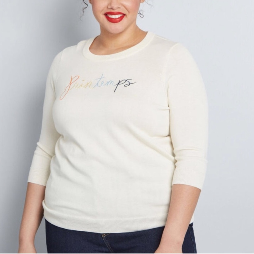 Modcloth Charm School "Printemps" Pullover Sweater Top